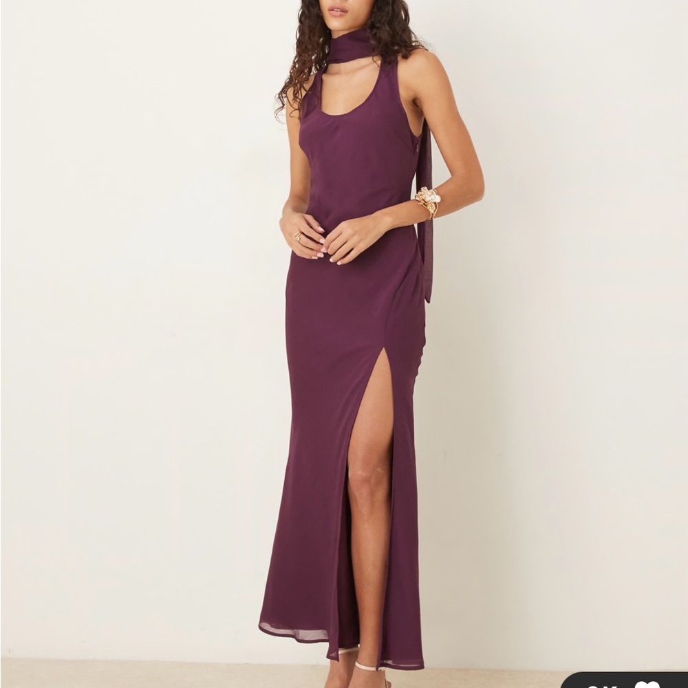 ASOS Plum Maxi Dress with High Side Slit - Picture 1 of 2
